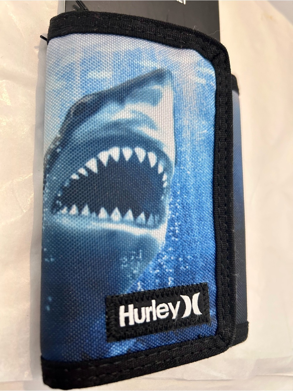 Hurley Blue Shark Trifold Wallet